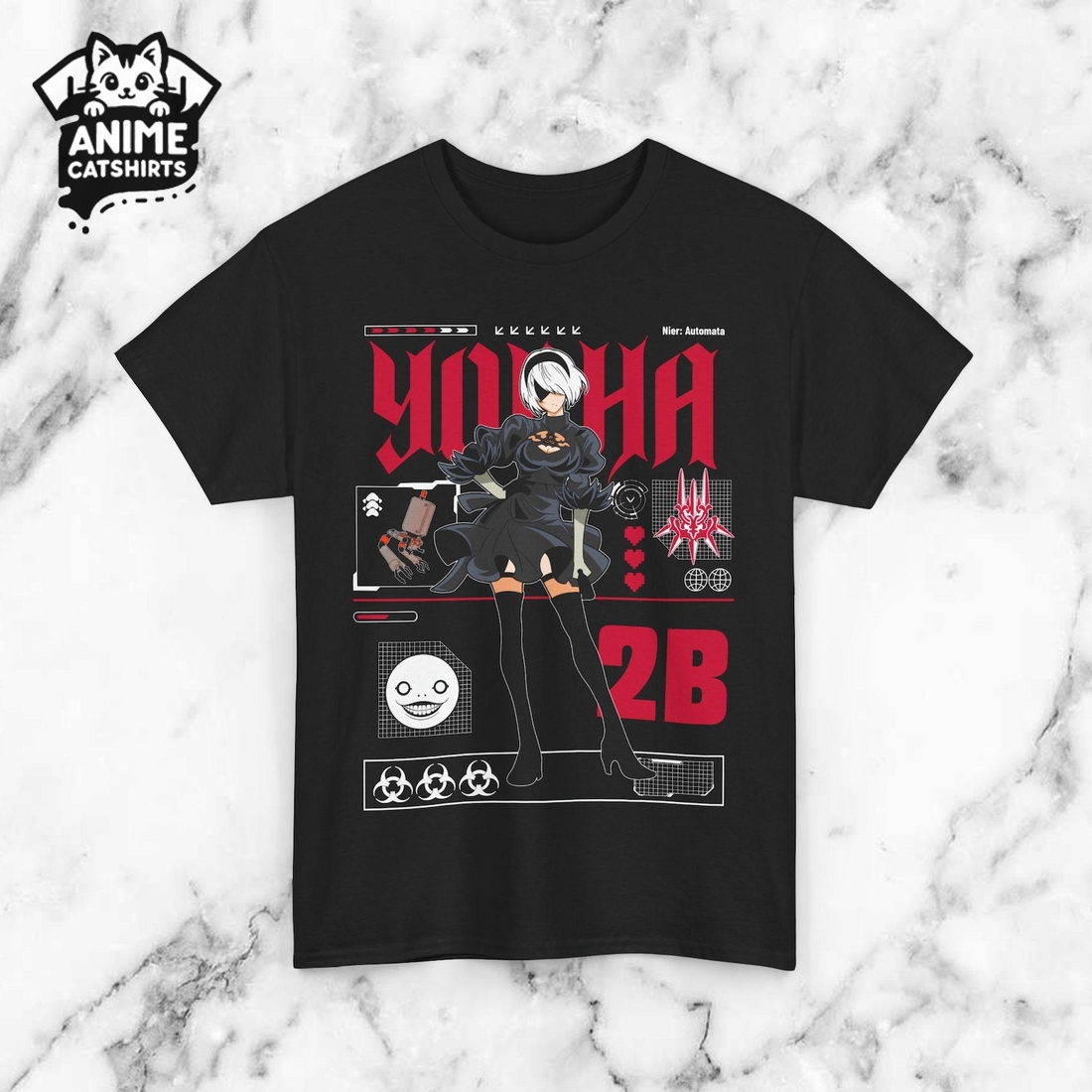 Nier Automata 2B Anime Graphic Tee T-Shirt