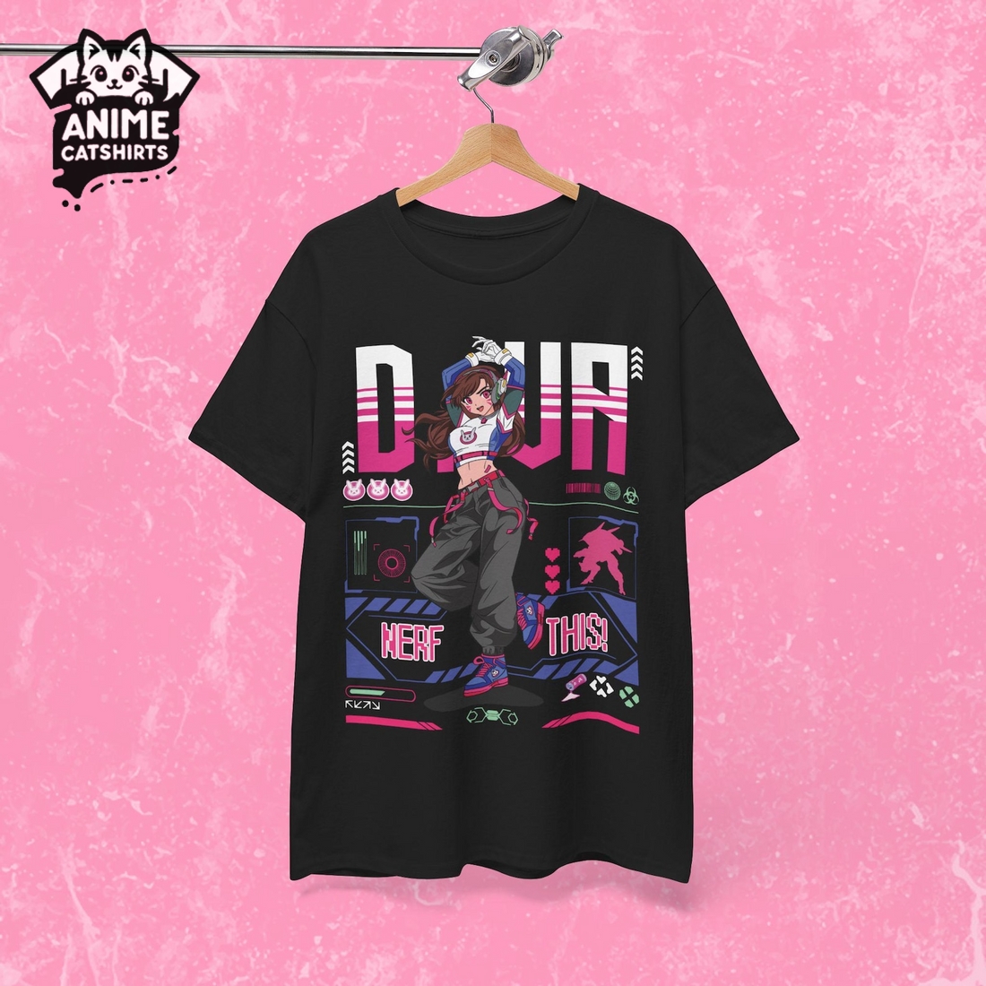 Overwatch D.VA Tshirt Cute Anime Style 90s T-Shirt