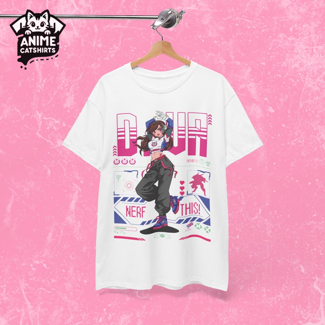 Overwatch D.VA Tshirt Cute Anime Style 90s T-Shirt