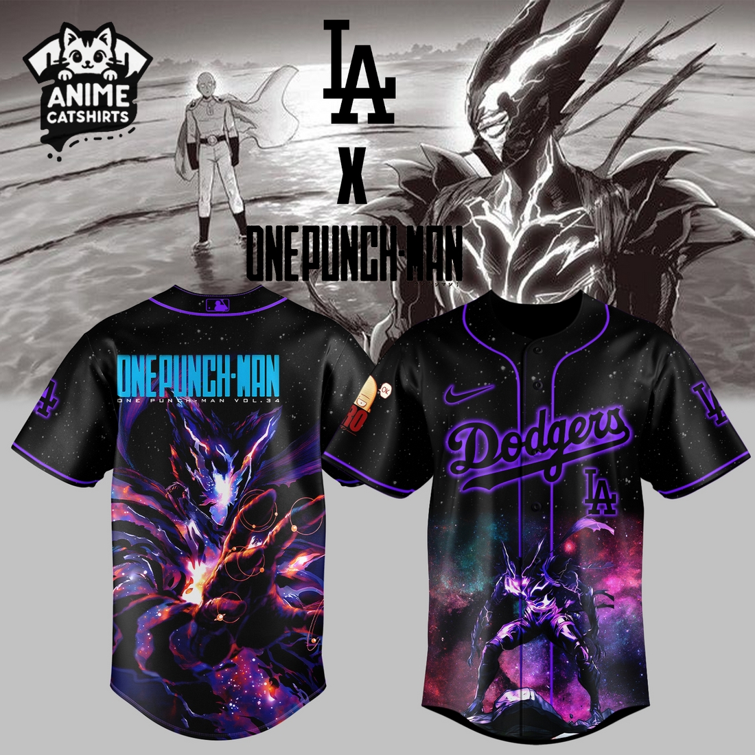 2025 LA Dodgers x One Punch Man Jersey, Cap