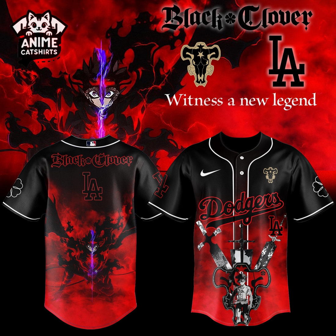 2025 Los Angeles Dodgers x Black Clover Jersey, Cap