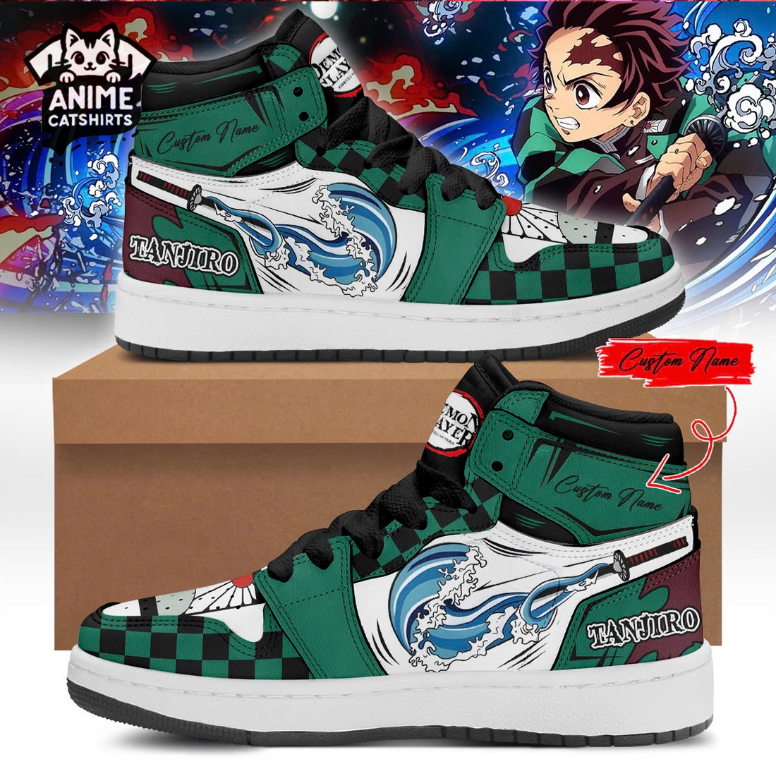 Custom Texas Rangers Demon Slayer Air Jordan 1 Hightop