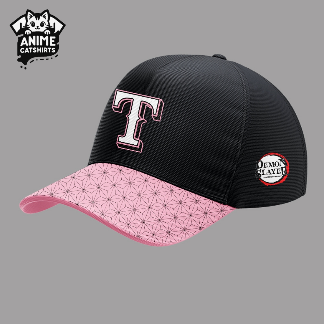 Custom Texas Rangers Pink Demon Slayer Jersey, Cap