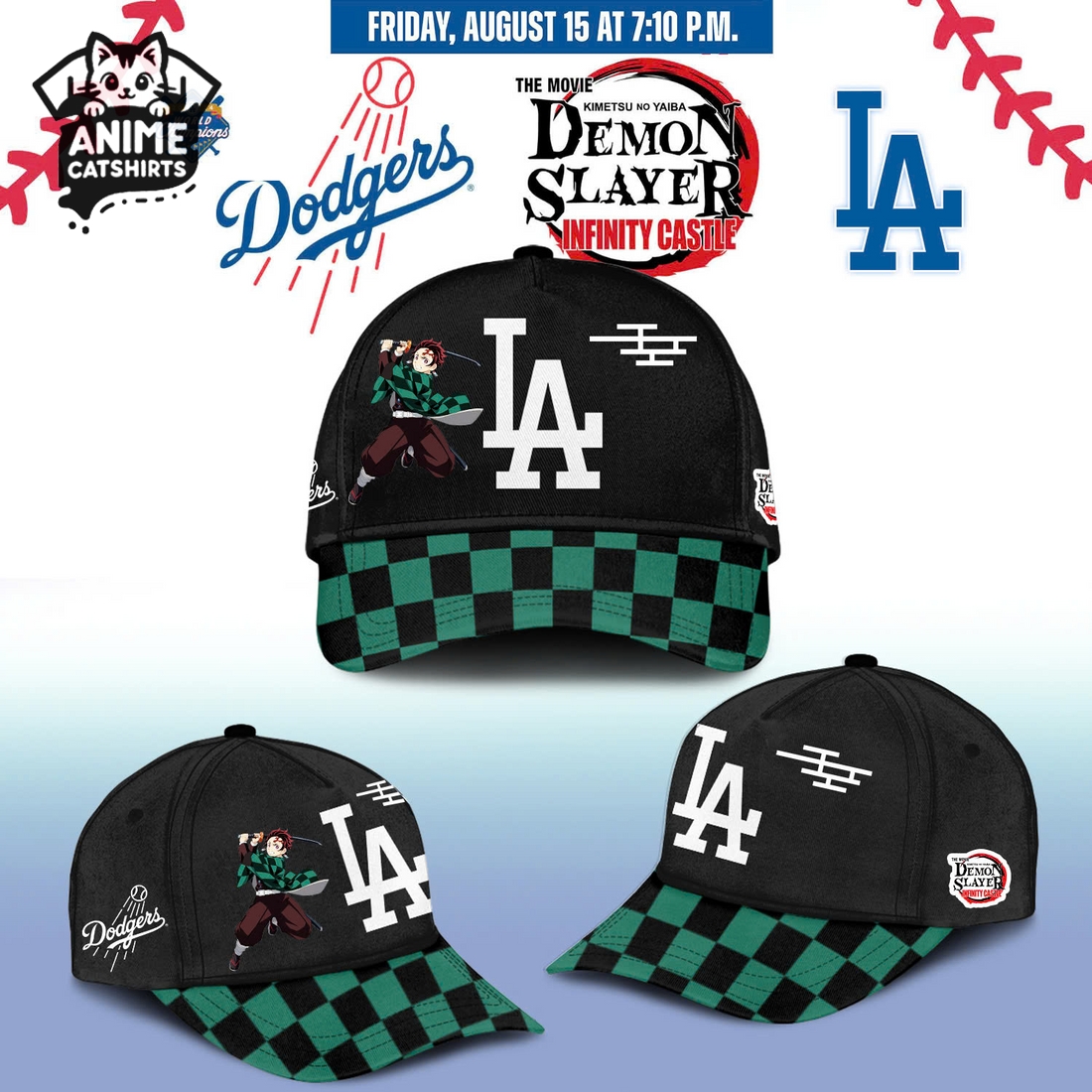 LA Dodgers 2025 Demon Slayer Jersey, Cap