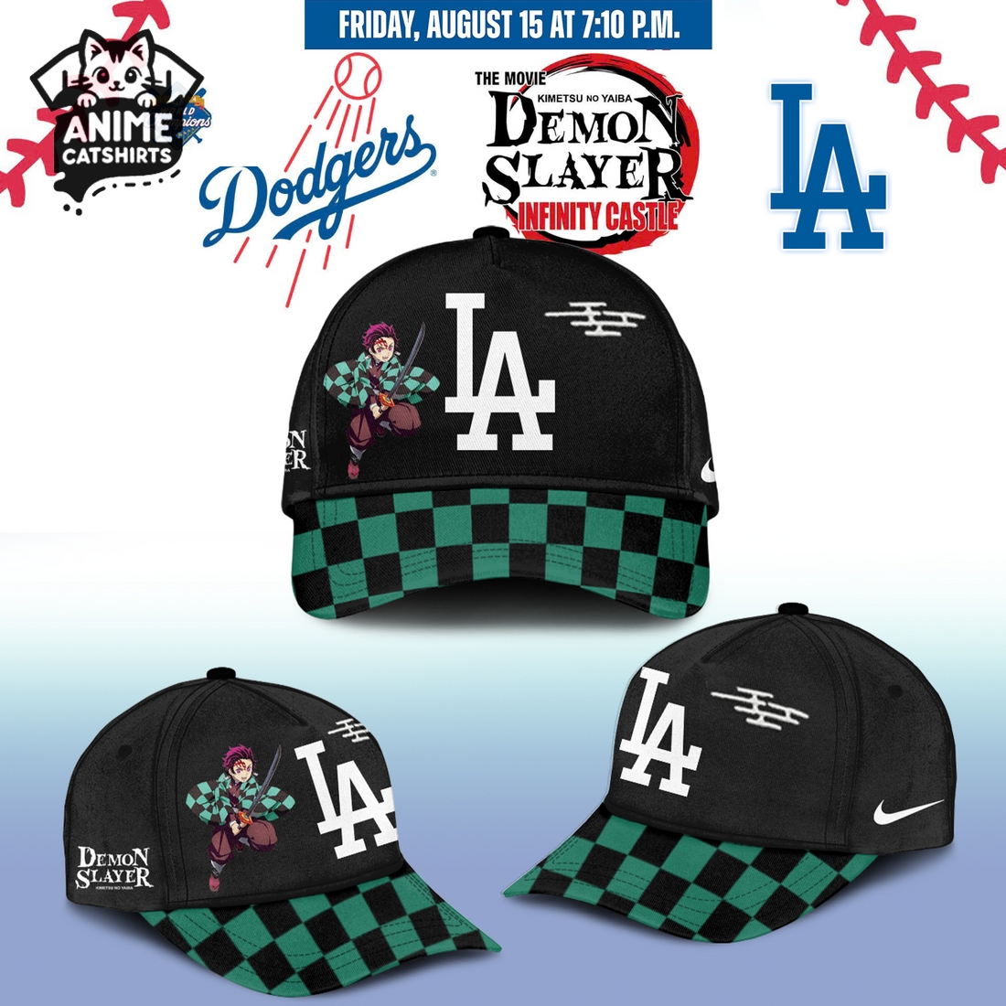 LA Dodgers × Demon Slayer キャップ Demon Slayer X Dodger Collab Hat Stadium Giveaway PRESALE 8