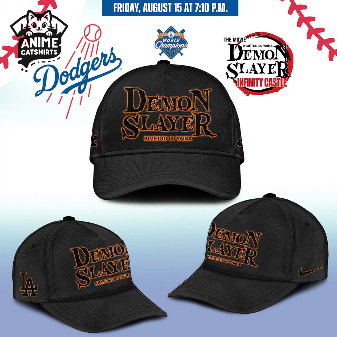 LA Dodgers MLB x Demon Slayer Jersey, Cap