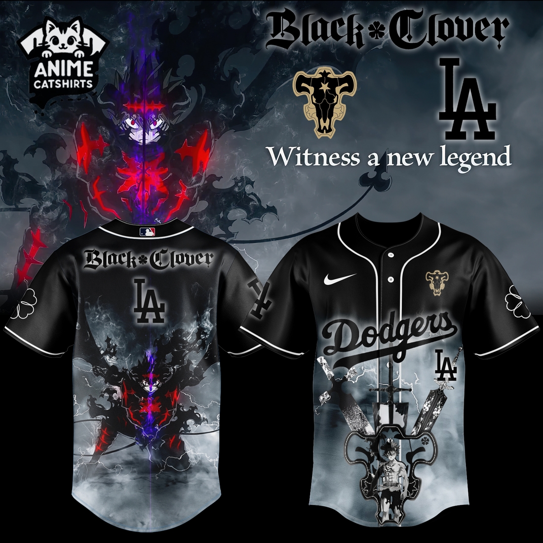 Los Angeles Dodgers MLB Black Clover Jersey, Cap