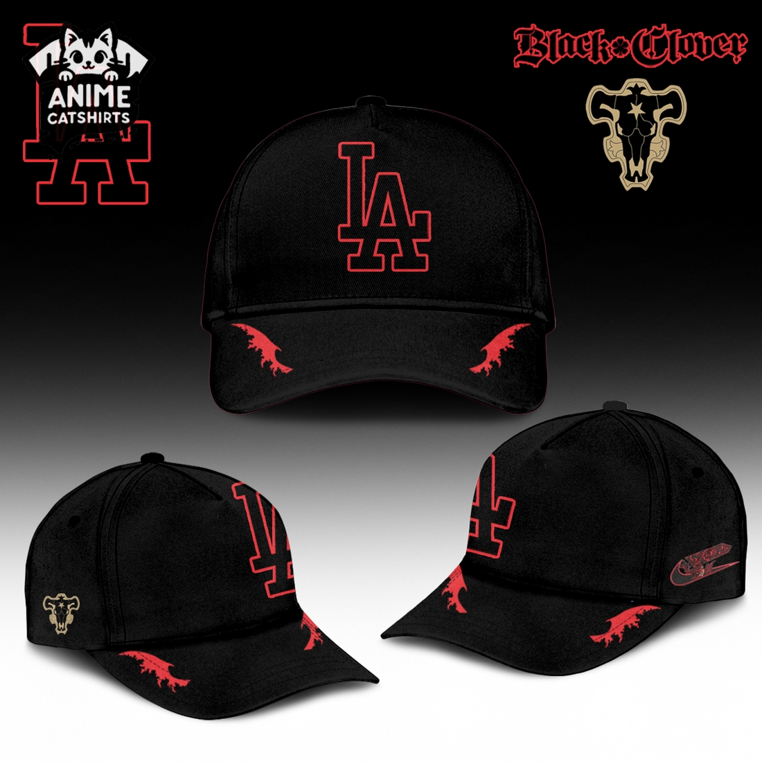 Los Angeles Dodgers MLB Black Clover Jersey, Cap