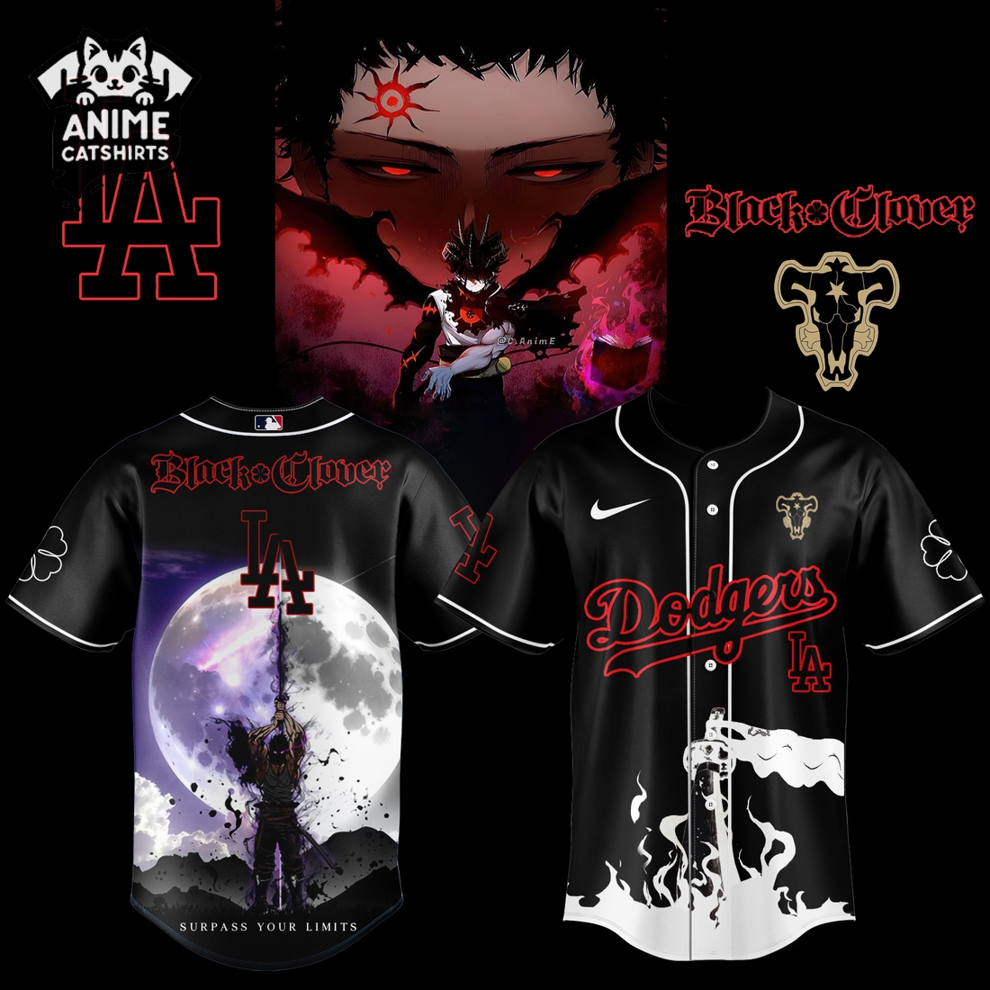 Los Angeles Dodgers x Black Clover Manga Jersey, Cap