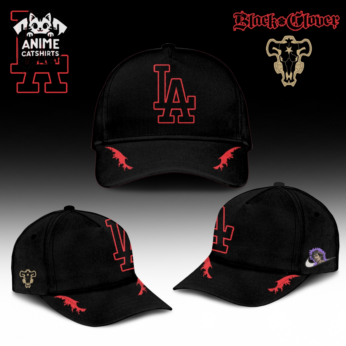 Los Angeles Dodgers x Black Clover Manga Jersey, Cap