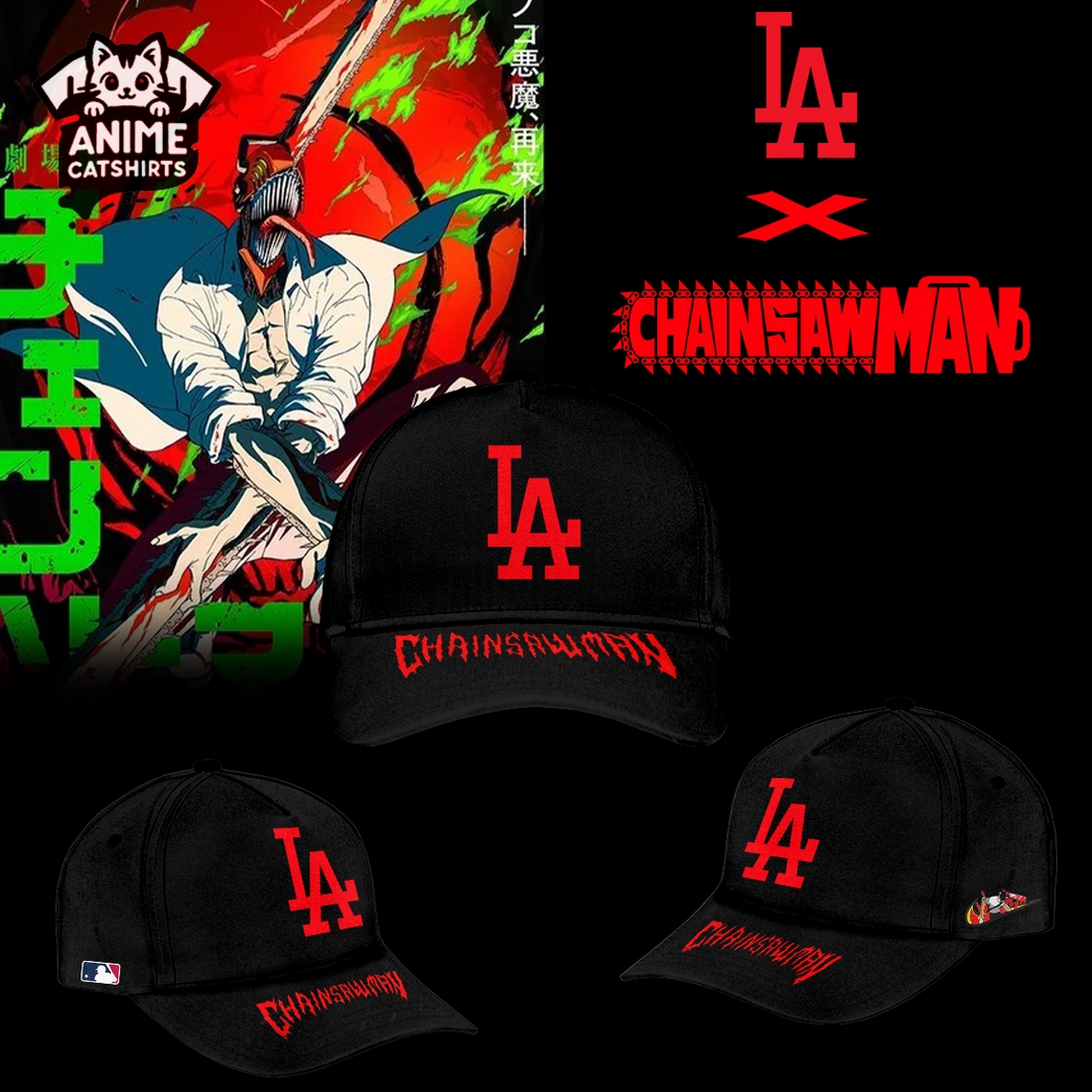 Los Angeles Dodgers x Chainsaw Man Jersey, Cap