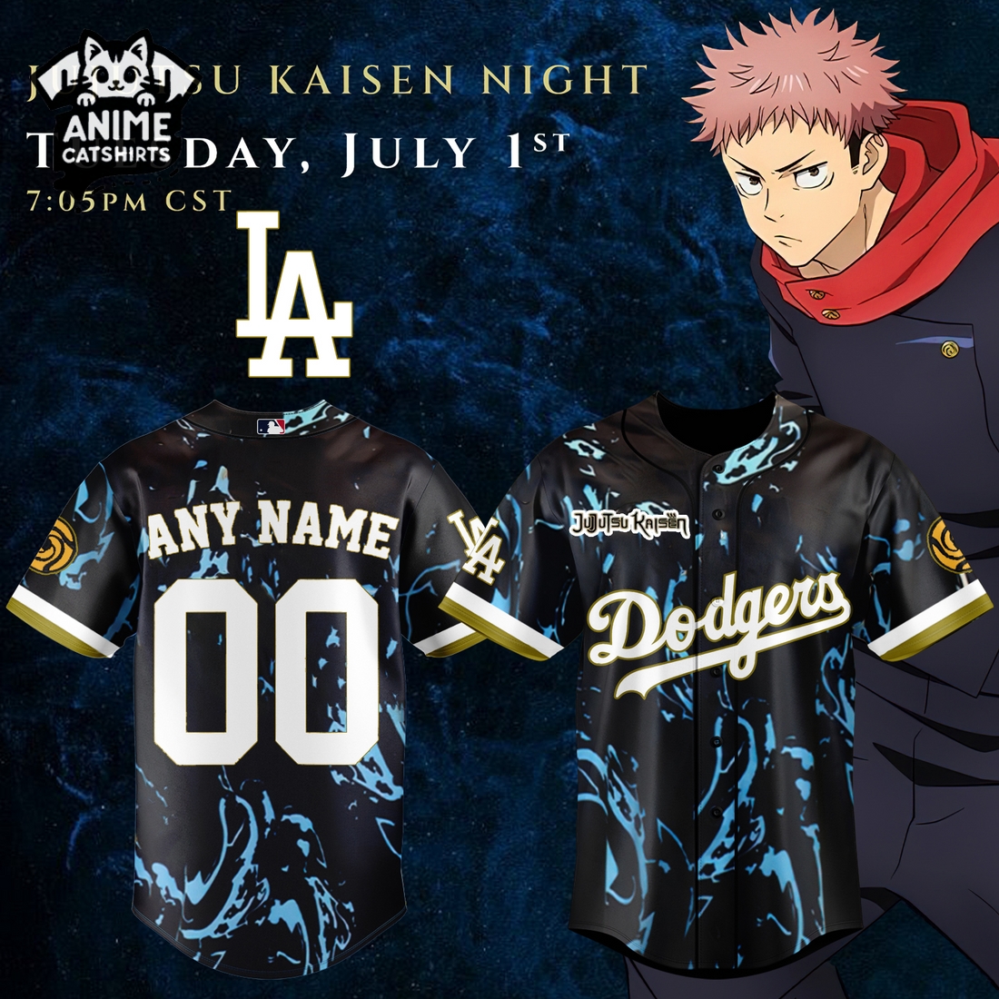 Los Angeles Dodgers x Jujutsu Kaisen Jersey, Cap
