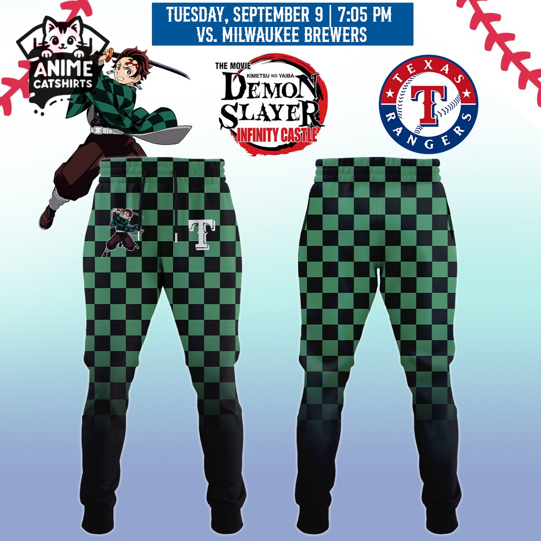 Texas Rangers 2025 Demon Slayer Baseball Jersey, Cap