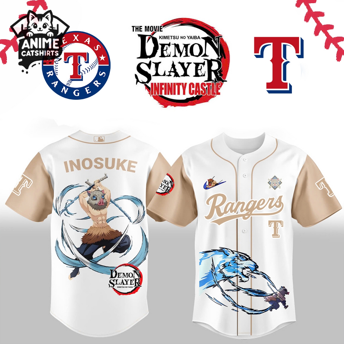 Texas Rangers x Demon Slayer Anime Jersey, Cap