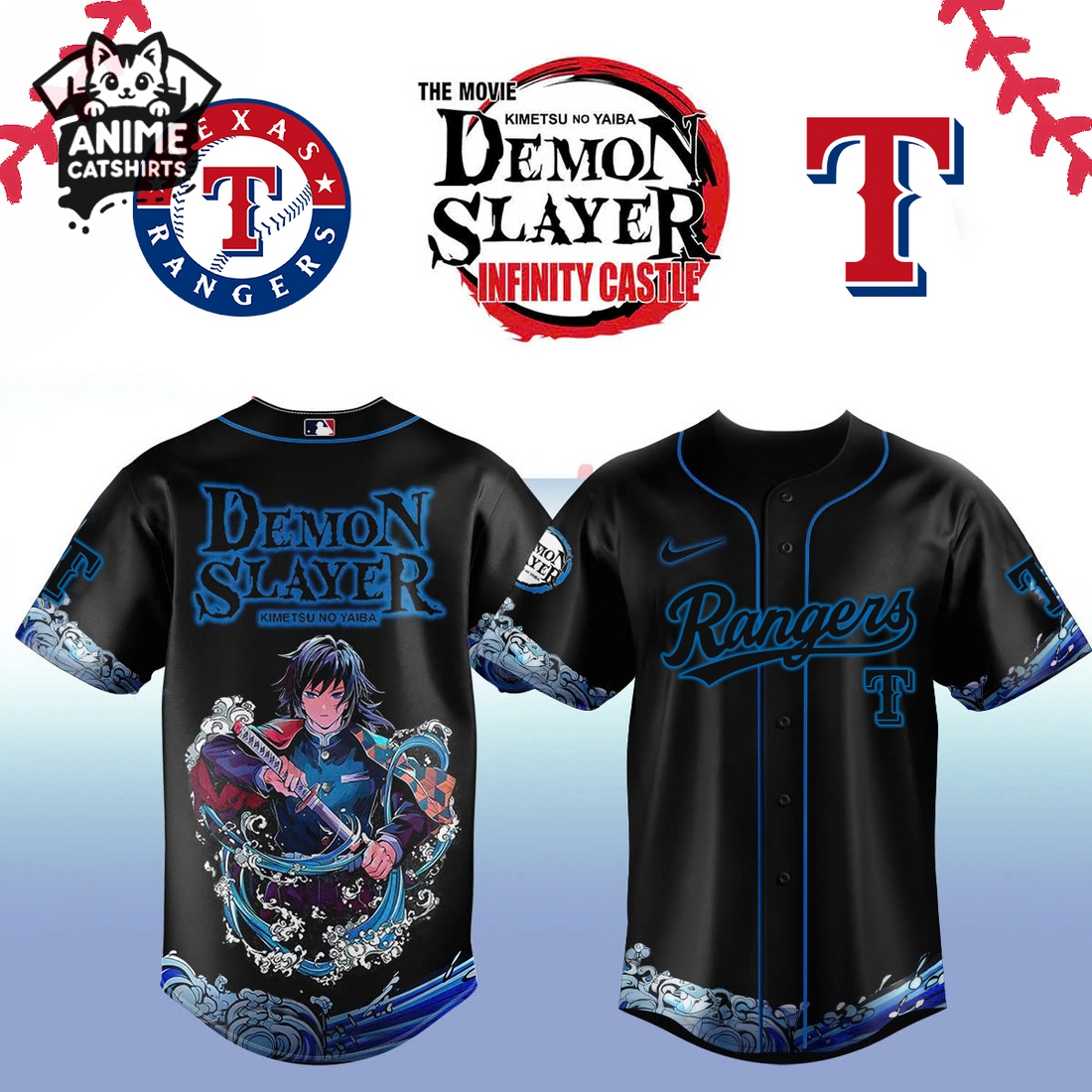 Texas Rangers x Demon Slayer Infinity Castle Jersey, Cap