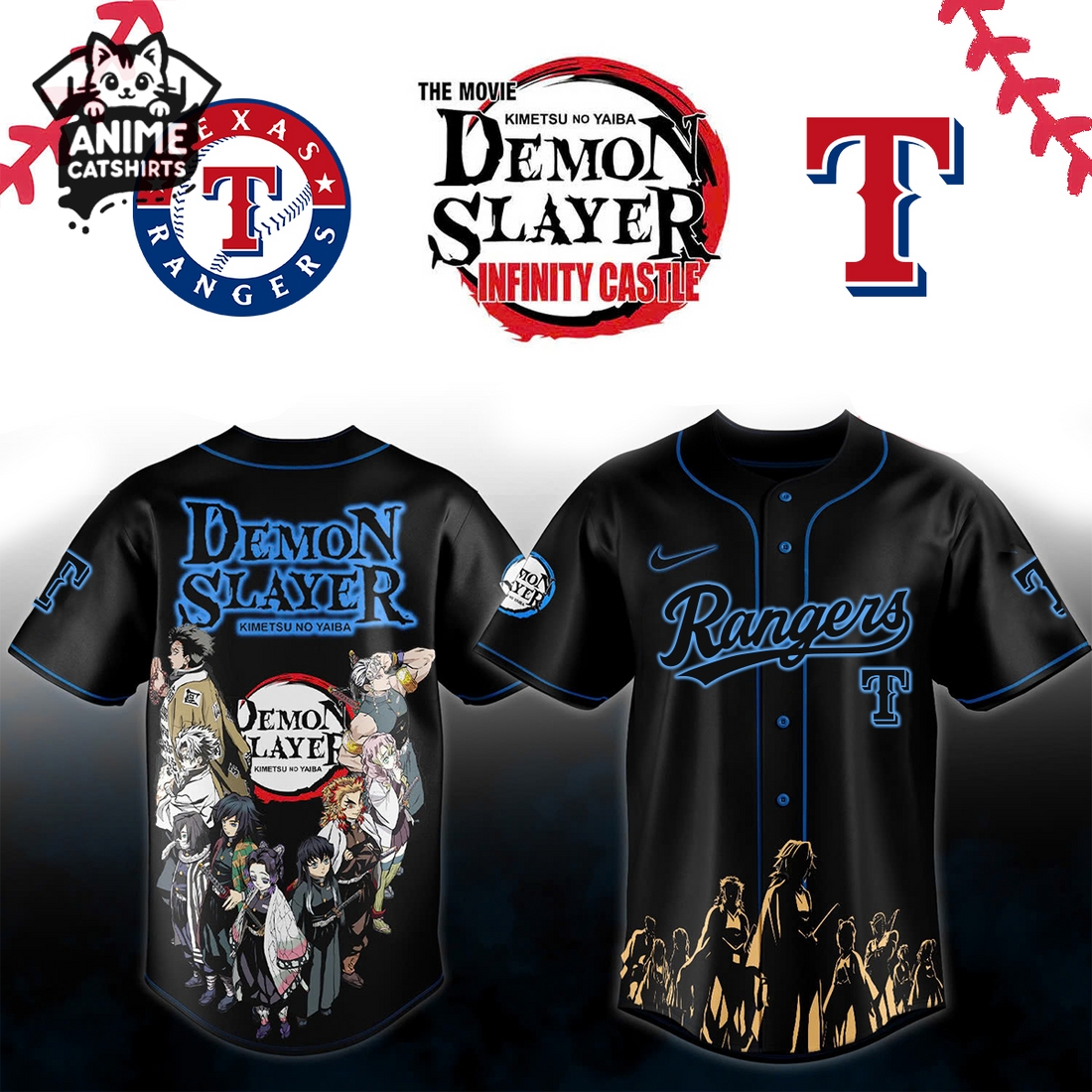 Texas Rangers x Demon Slayer Merchandise Jersey, Cap