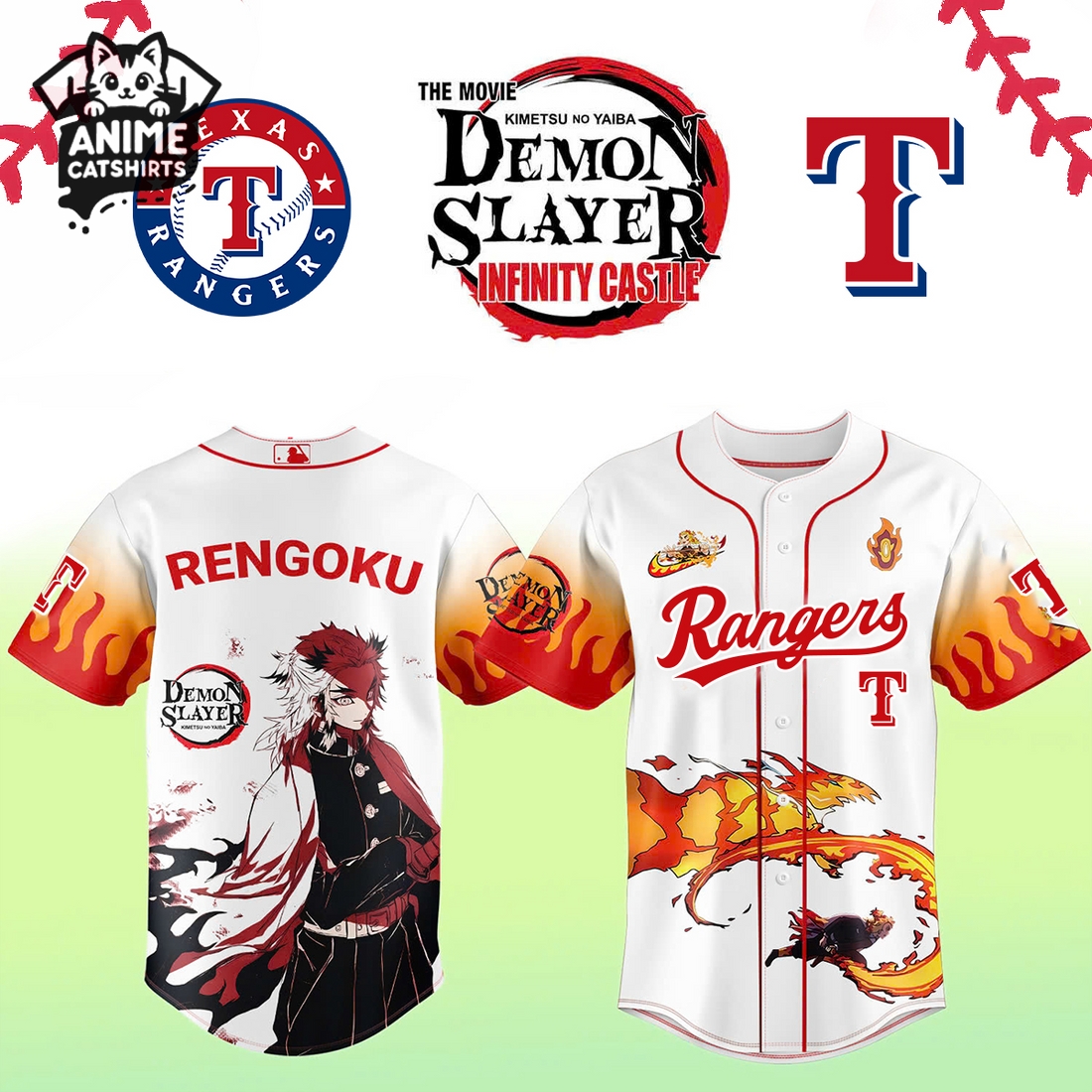 Texas Rangers x Kyōjurō Rengoku MLB Jersey, Cap