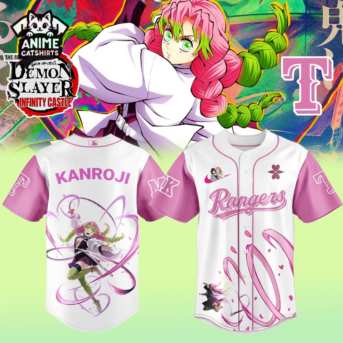 Texas Rangers x Mitsuri Kanroji Limited Edition Jersey, Cap