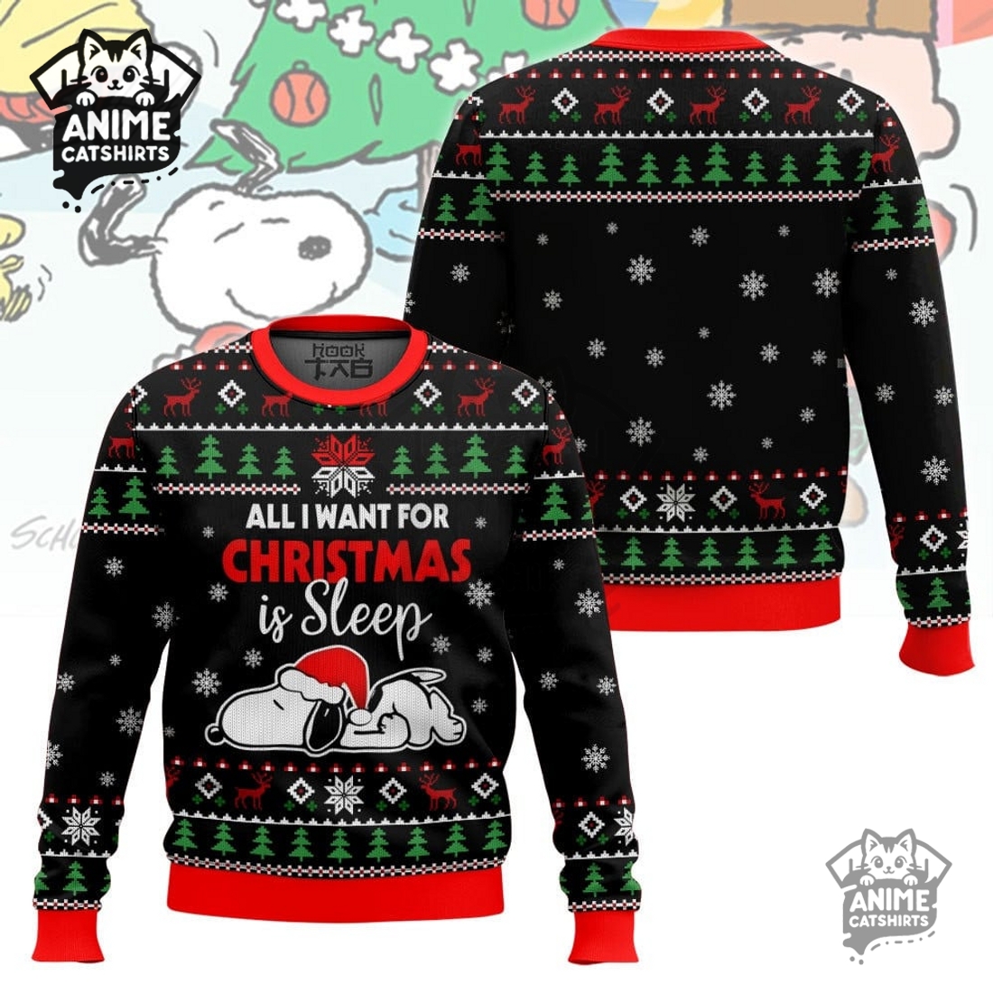 All I want for Christmas is Sleep Snoopy – Snoopy Ugly Sweater
