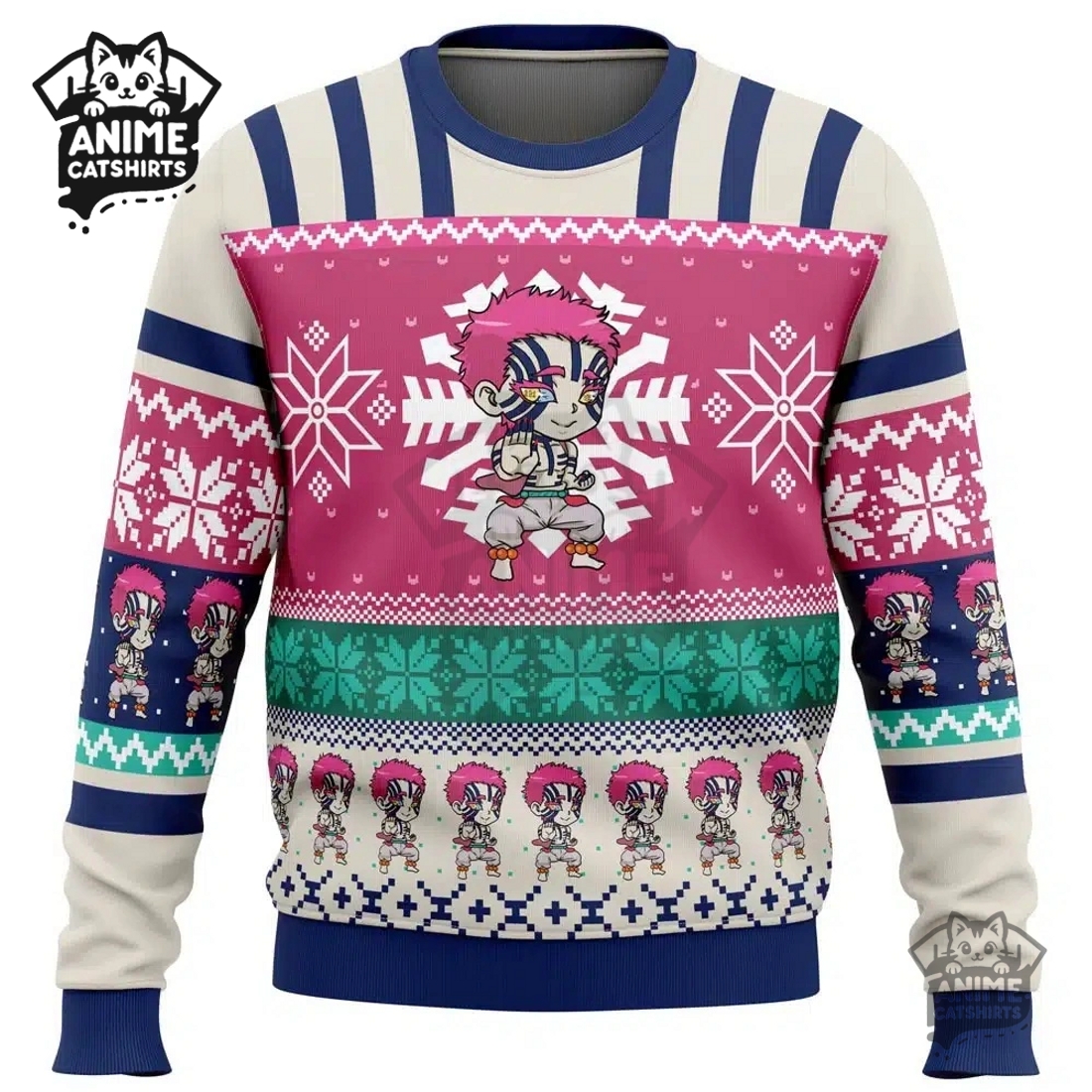 Chibi Christmas Akaza Demon Slayer Ugly Christmas Sweat