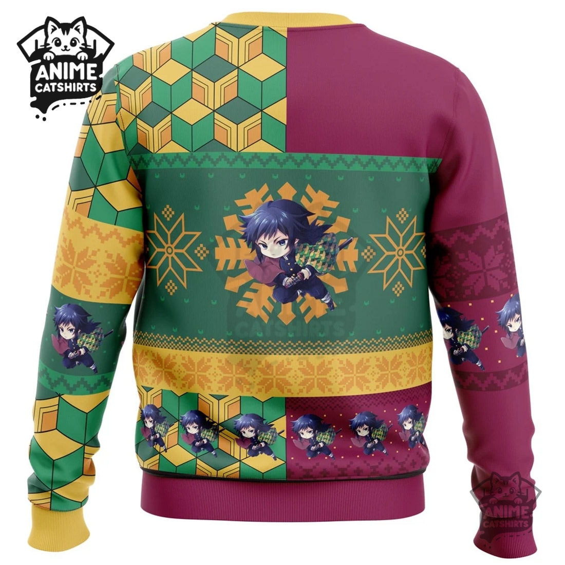 Chibi Christmas Giyu Tomioka Demon Slayer Ugly Christmas Sweatshirt