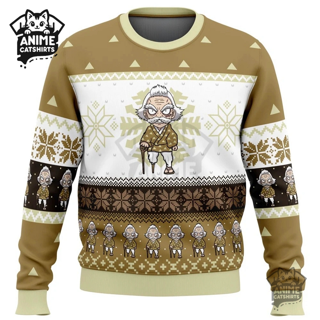 Chibi Christmas Jigoro Kuwajima Demon Slayer Ugly Christmas Sweatshirt