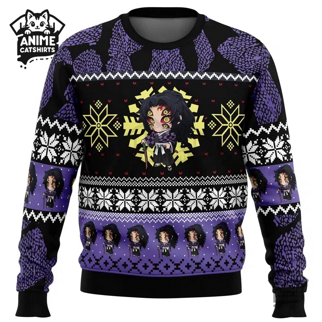 Chibi Christmas Kokushibo Demon Slayer Ugly Christmas Sweatshirt
