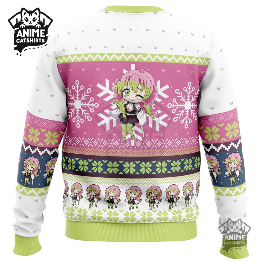 Chibi Christmas Mitsuri Kanroji Demon Slayer Ugly Christmas Sweatshirt