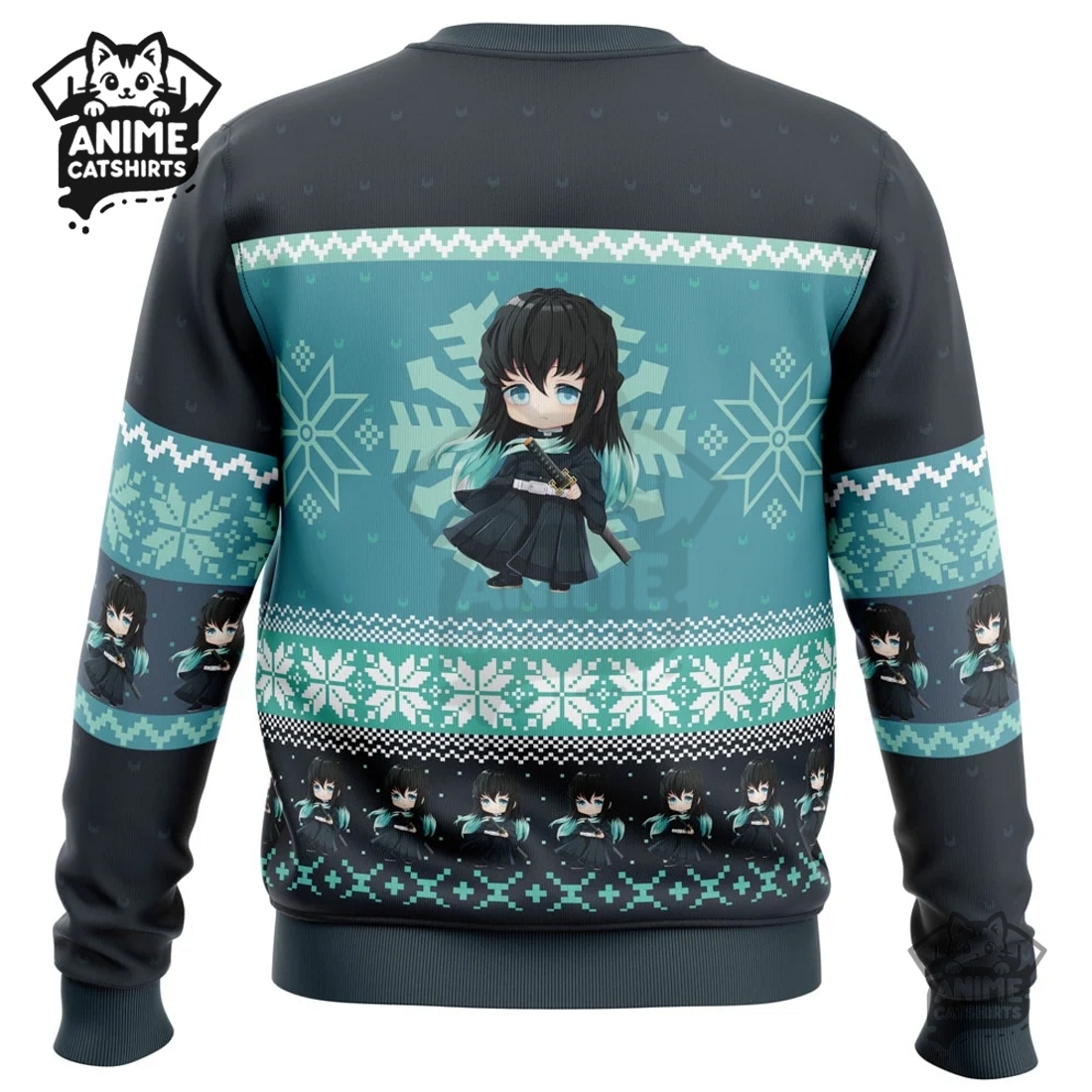 Chibi Christmas Muichiro Tokito Demon Slayer Ugly Christmas Sweatshirt
