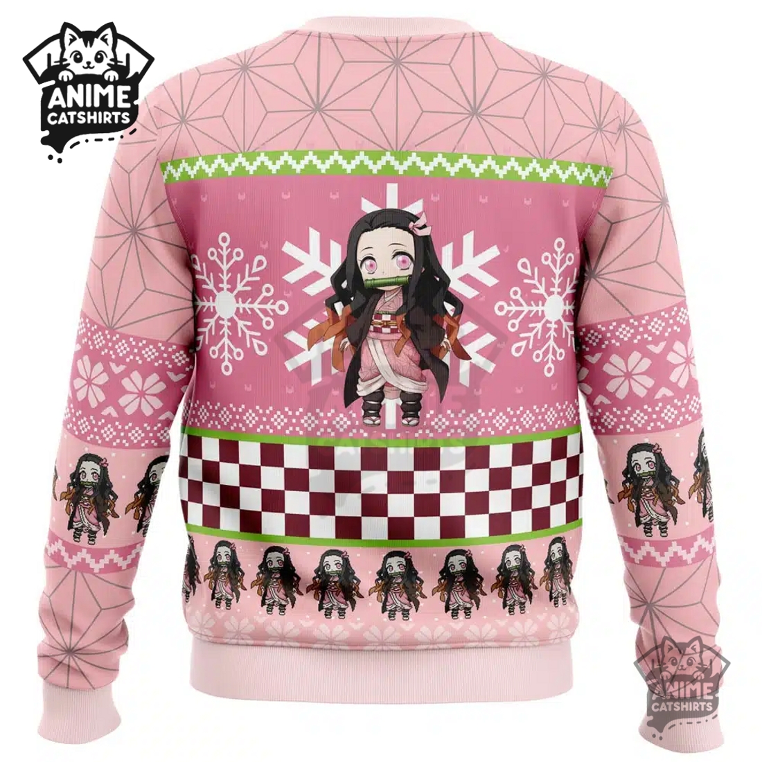 Chibi Christmas Nezuko Kamado Demon Slayer Ugly Christmas Sweatshirt