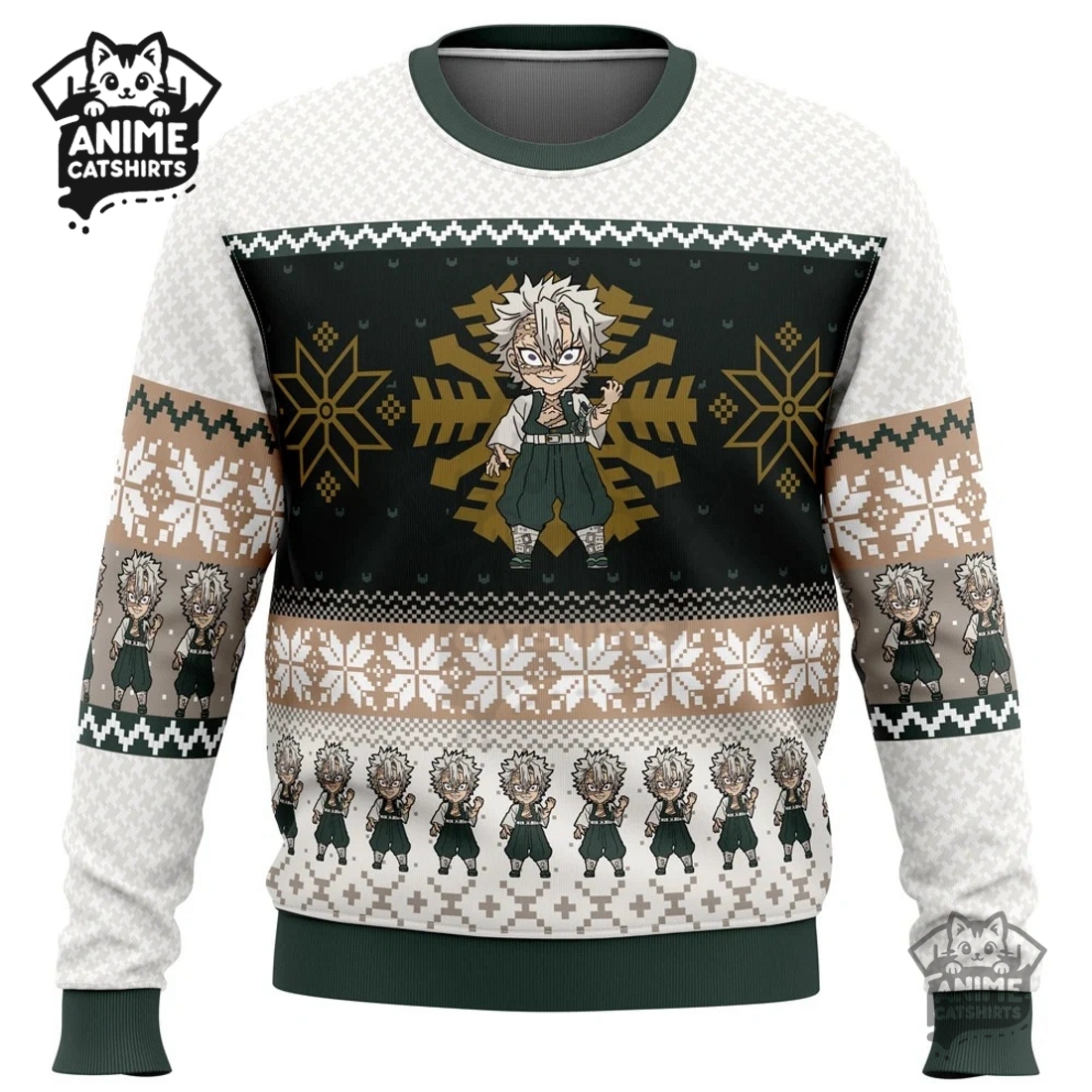 Chibi Christmas Sanemi Shinazugawa Demon Slayer Ugly Christmas Sweatshirt