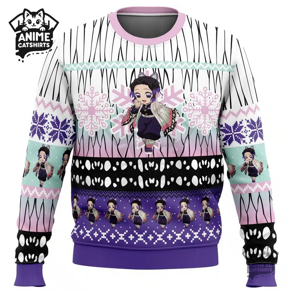 Chibi Christmas Shinobu Kocho Demon Slayer Ugly Christmas Sweatshirt