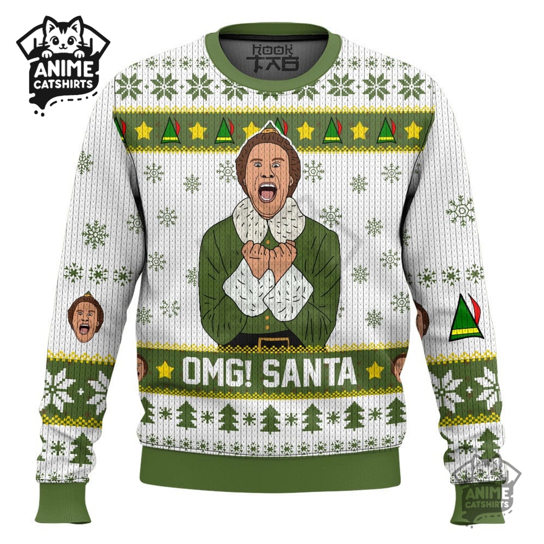 Buddy OMG Santa Elf Ugly Christmas Sweater Buddy OMG Santa Elf Ugly Christmas Sweater