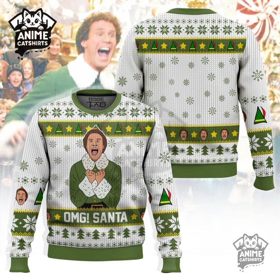 Buddy OMG Santa Elf Ugly Christmas Sweater Buddy OMG Santa Elf Ugly Christmas Sweater