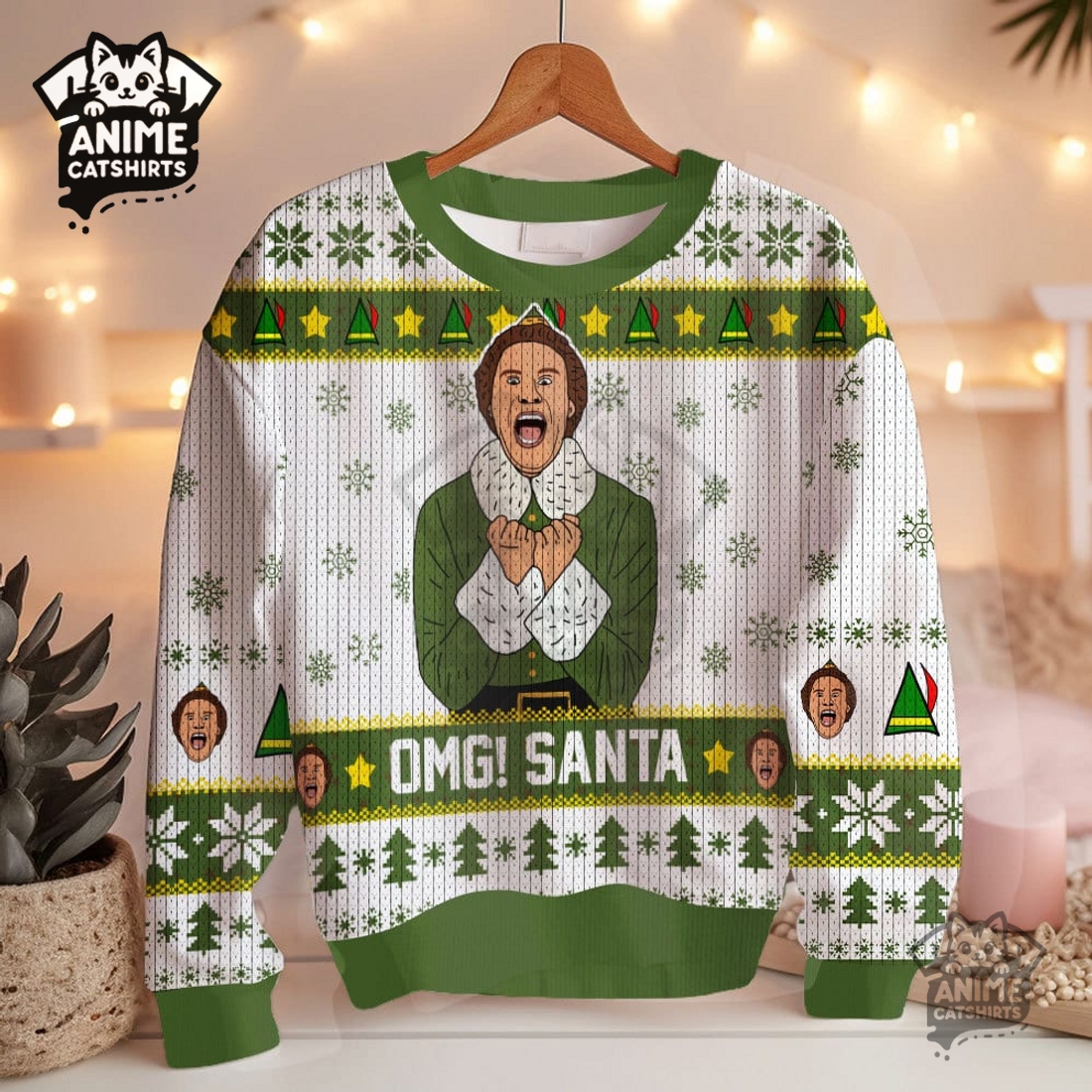 Buddy OMG Santa Elf Ugly Christmas Sweater Buddy OMG Santa Elf Ugly Christmas Sweater
