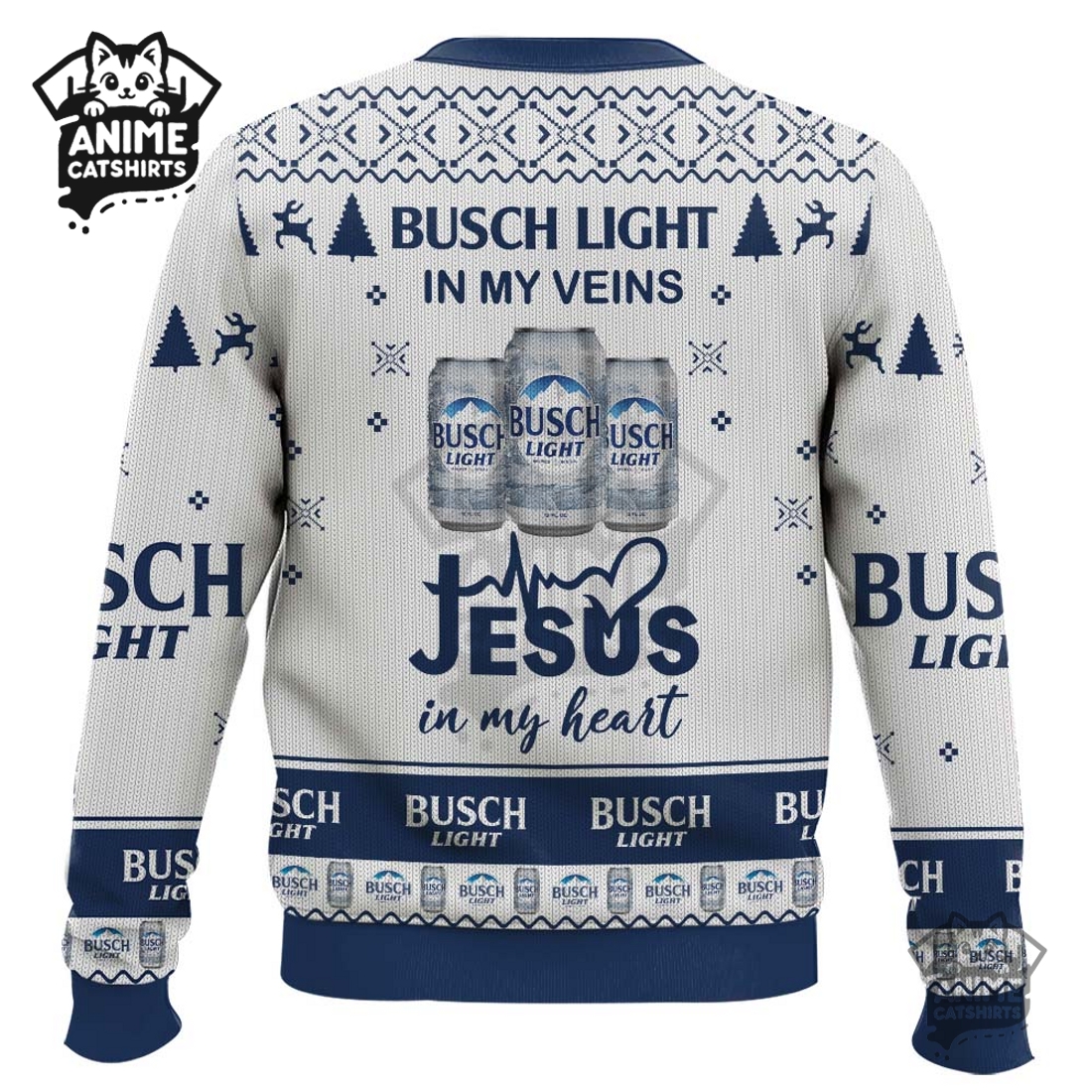 Busch Light Lager Beer Ugly Christmas Sweater Busch Light Lager Beer Ugly Christmas Sweater