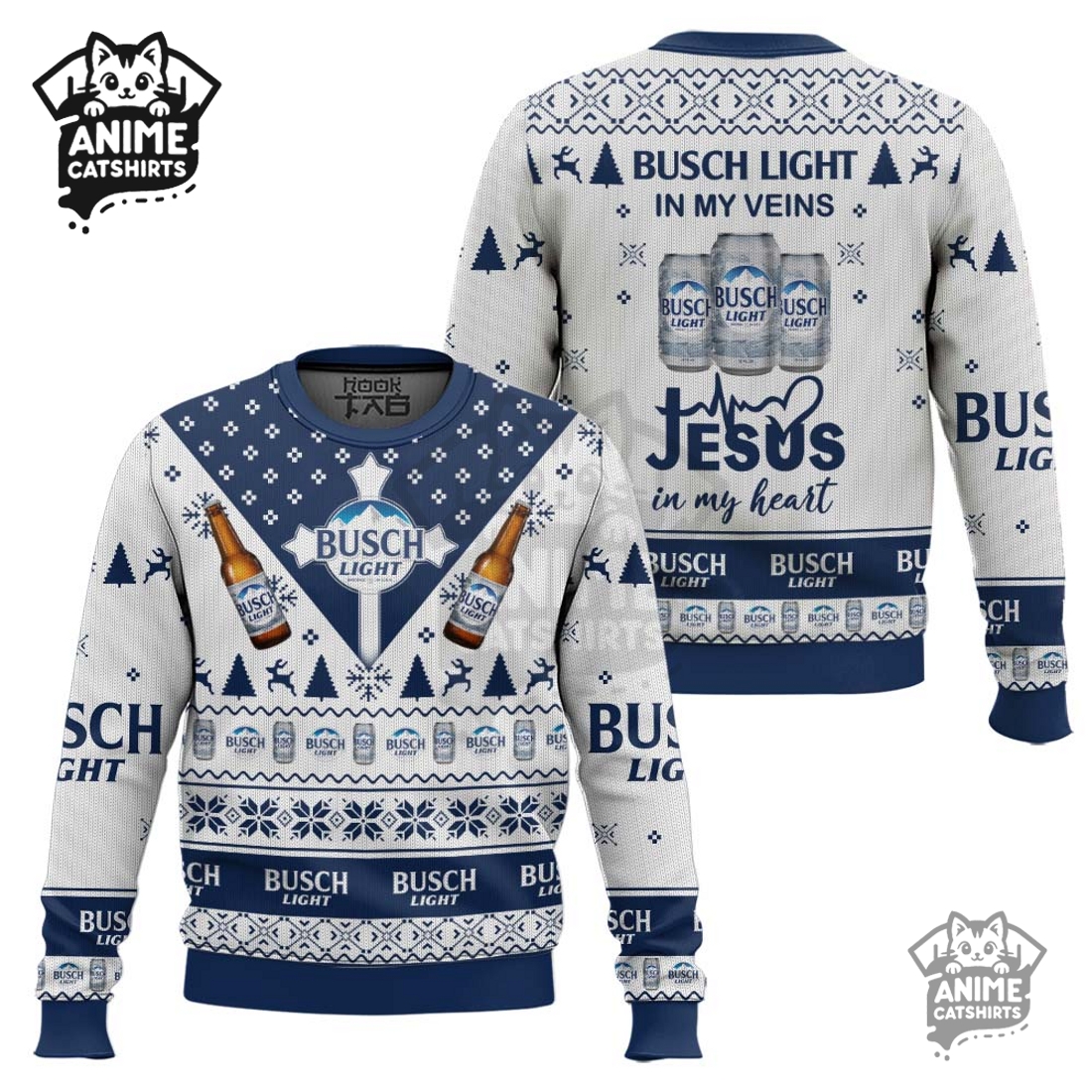 Busch Light Lager Beer Ugly Christmas Sweater Busch Light Lager Beer Ugly Christmas Sweater