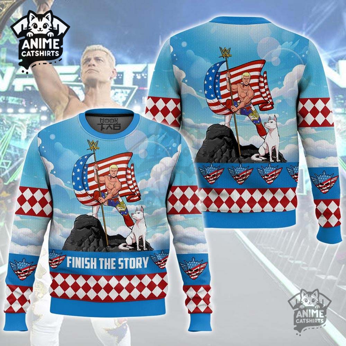 Cody Rhodes Finish The Story WWE Ugly Christmas Sweater Cody Rhodes Finish The Story WWE Ugly Christmas Sweater