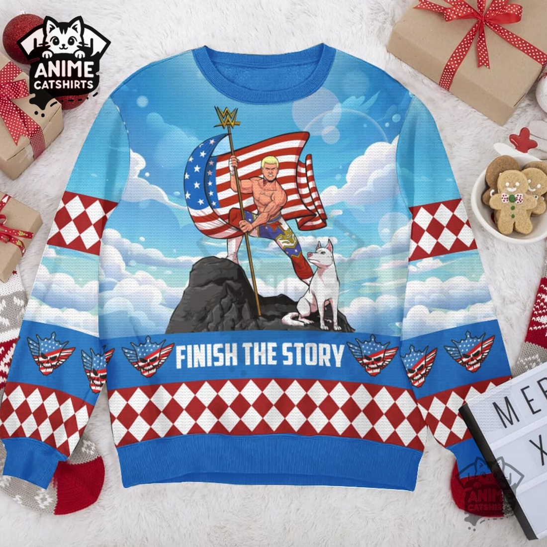 Cody Rhodes Finish The Story WWE Ugly Christmas Sweater Cody Rhodes Finish The Story WWE Ugly Christmas Sweater