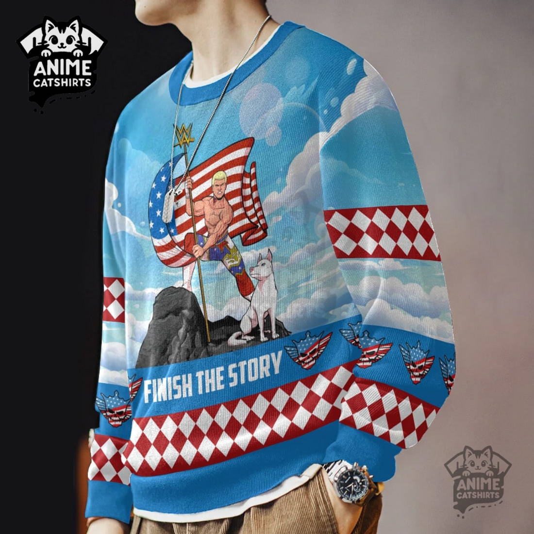 Cody Rhodes Finish The Story WWE Ugly Christmas Sweater Cody Rhodes Finish The Story WWE Ugly Christmas Sweater