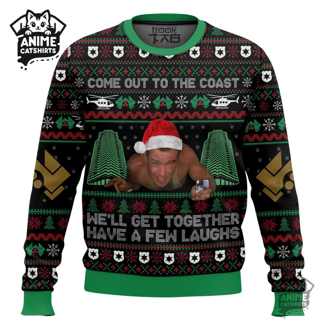 Come Out To The Coast, We’ll Get Together, Have A Few Laughs Die Hard Ugly Christmas Sweater