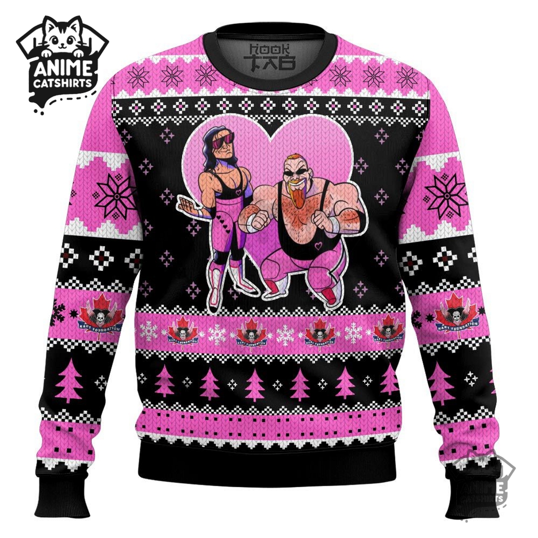 Hart Foundation Duo WWE Ugly Christmas Sweater Hart Foundation Duo WWE Ugly Christmas Sweater