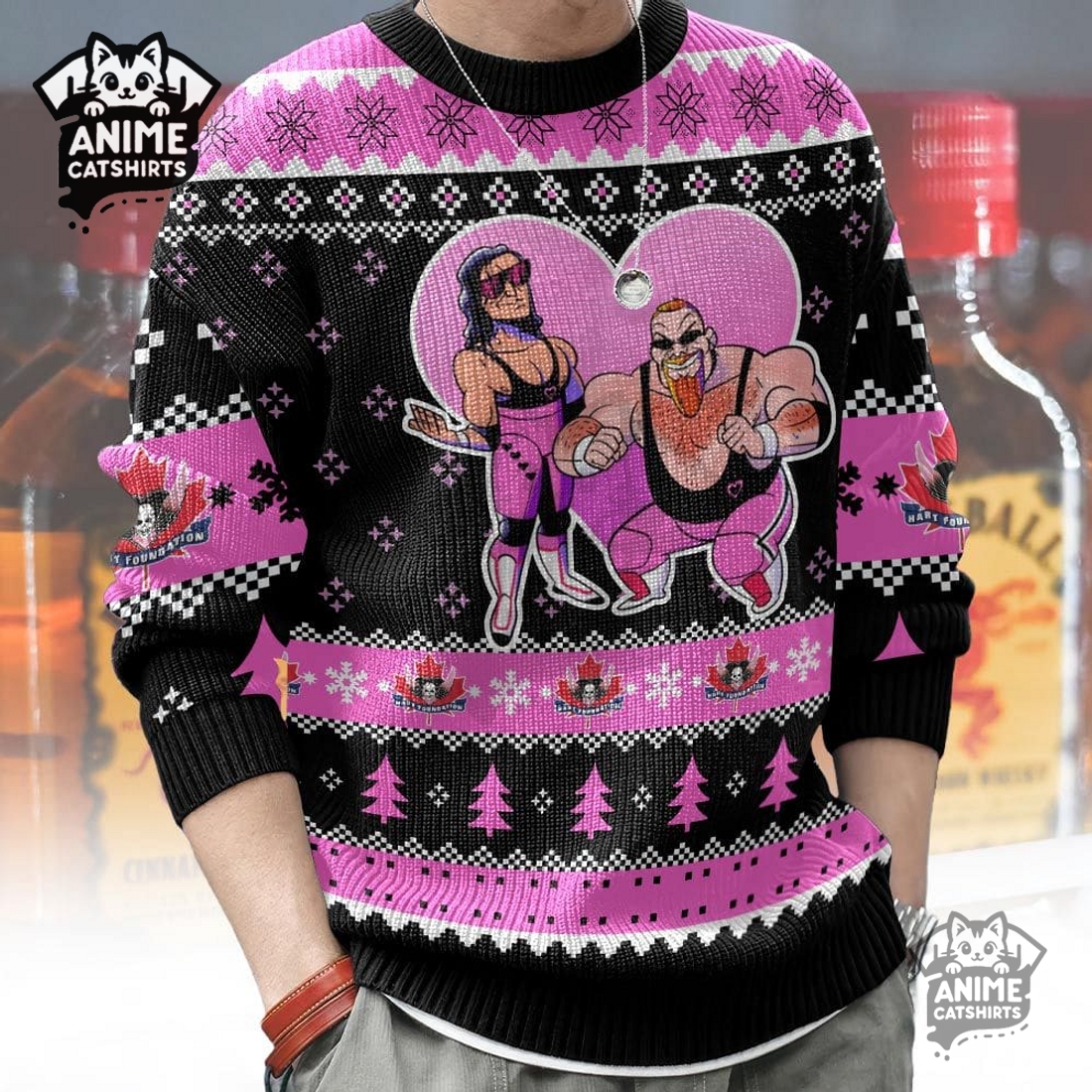 Hart Foundation Duo WWE Ugly Christmas Sweater Hart Foundation Duo WWE Ugly Christmas Sweater