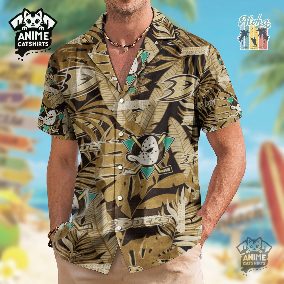 Anaheim Ducks Men’s NHL Hawaiian Shirt