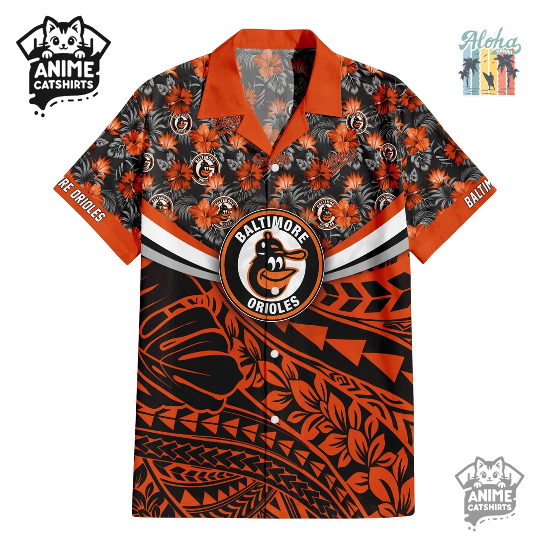 Baltimore Orioles Hawaiian Shirt & Shorts Set Baltimore Orioles Hawaiian Shirt & Shorts Set