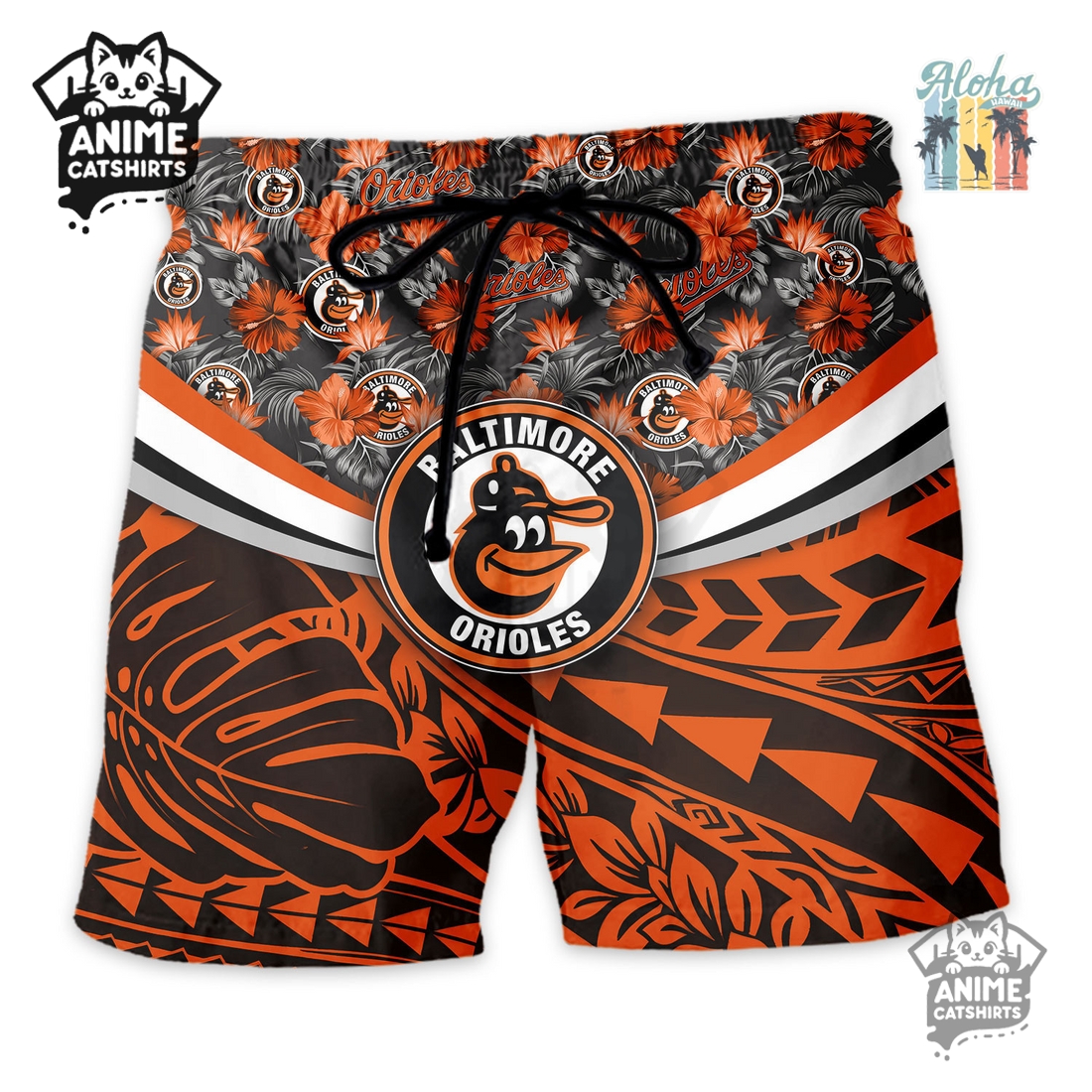 Baltimore Orioles Hawaiian Shirt & Shorts Set Baltimore Orioles Hawaiian Shirt & Shorts Set