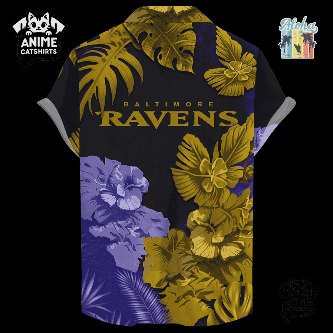 Baltimore Ravens Signature Skull NFL Hawaiian Shirt