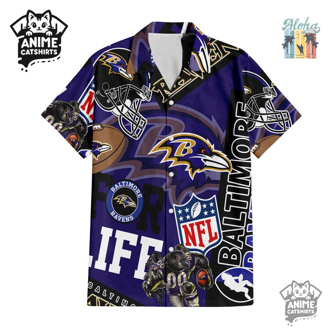 Baltimore Ravens NFL Aloha Shirt & Shorts Set