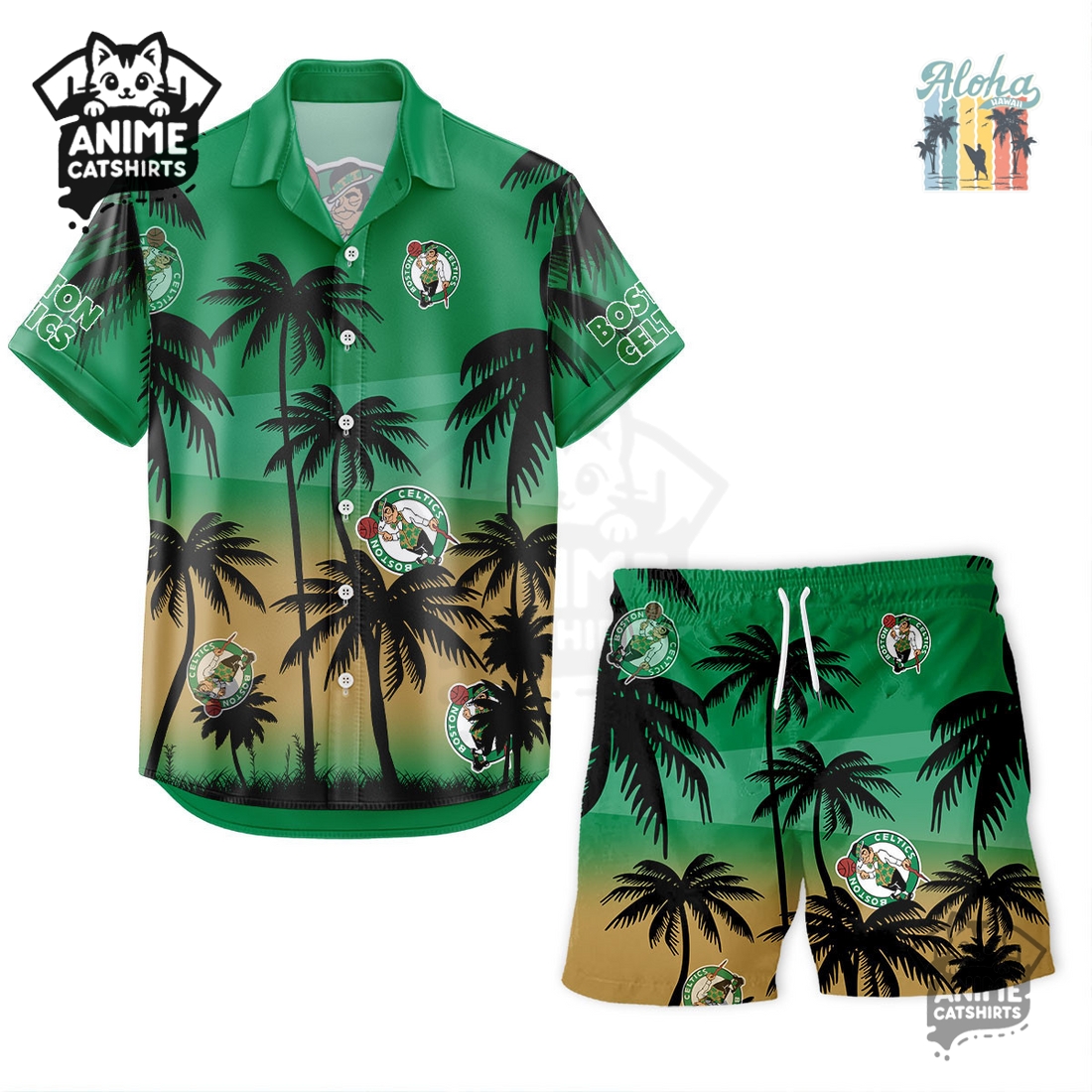 Boston Celtics NBA Aloha Shirt Boston Celtics NBA Aloha Shirt