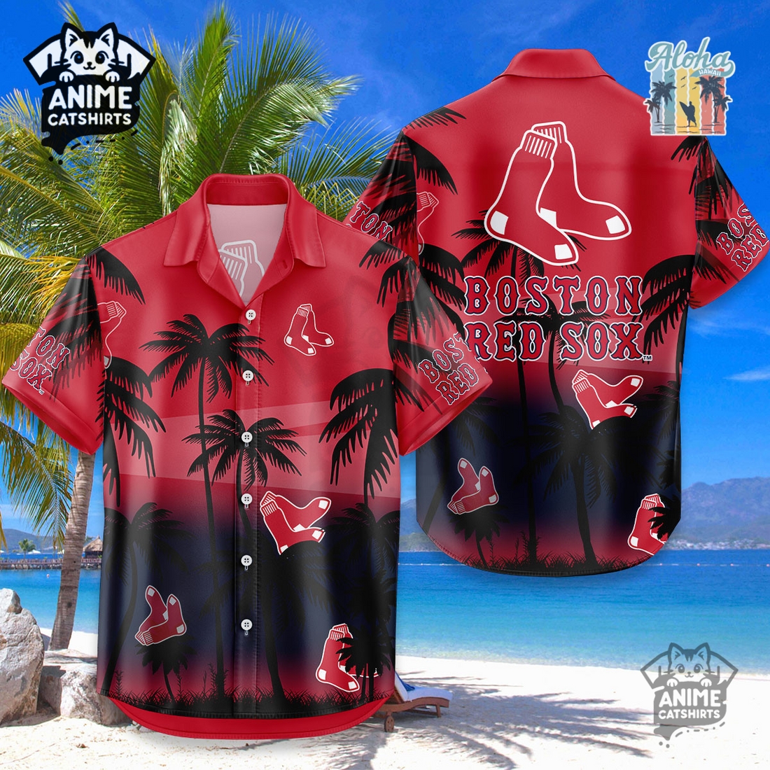 Boston Red Sox MLB Aloha Shirt Boston Red Sox MLB Aloha Shirt